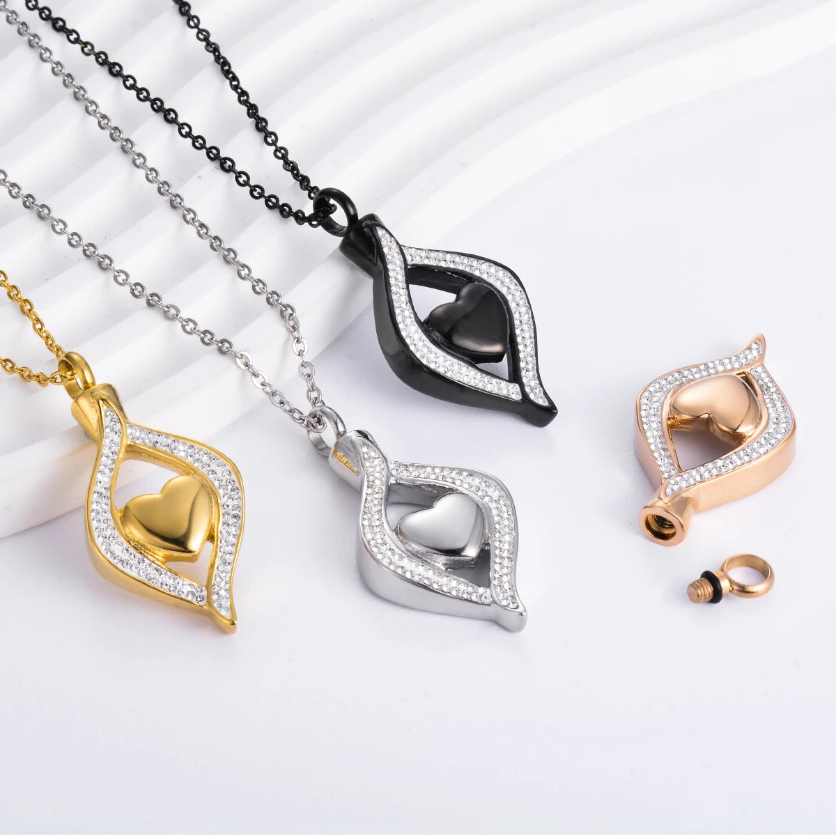 Cremation Jewelry Crystal Teardrop Heart