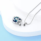Ashes Keepsake Moon and Star Urn Necklace for Ashes With Crystal Heart Cremation Jewelry