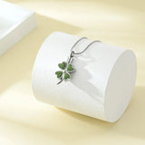Green Clover Leaf Urn Necklace With Zirconia