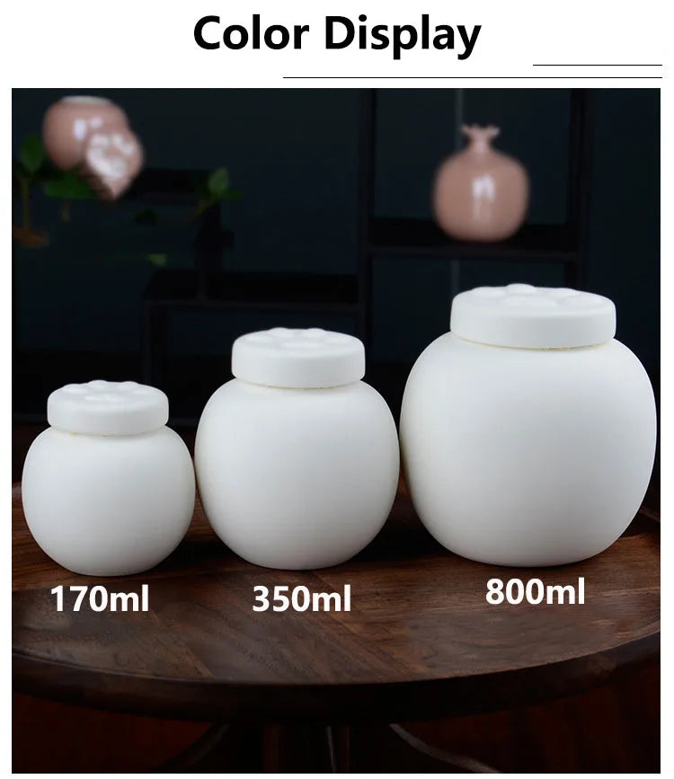 White Ceramic Paw Cat or Dog Ashes Urn