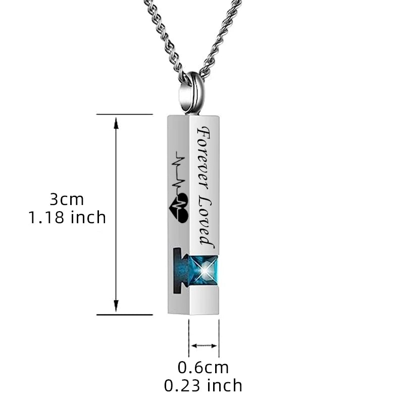 Birthstone Urn Necklace Zircon Openable Urn Pendant