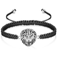 Ashes Keepsake Lion Head Cremation Urn Bracelet for Ashes Braided Rope Men's Cremation Jewelry
