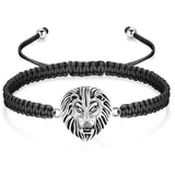 Ashes Keepsake Lion Head Cremation Urn Bracelet for Ashes Braided Rope Men's Cremation Jewelry