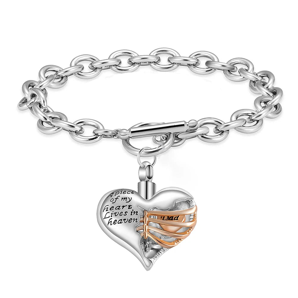 A Piece of My Heart Lives In Heaven Heart Urn Bracelet