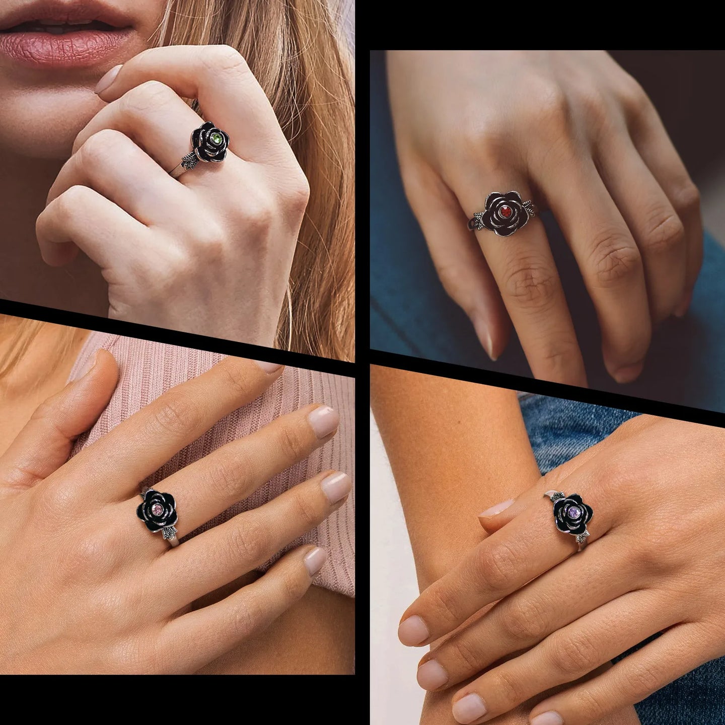 Ashes Keepsake Birthstone Rose Urn Ring for Ashes Cremation Jewelry