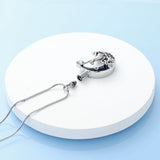 Cat In a Moon Cremation Necklace For Ashes