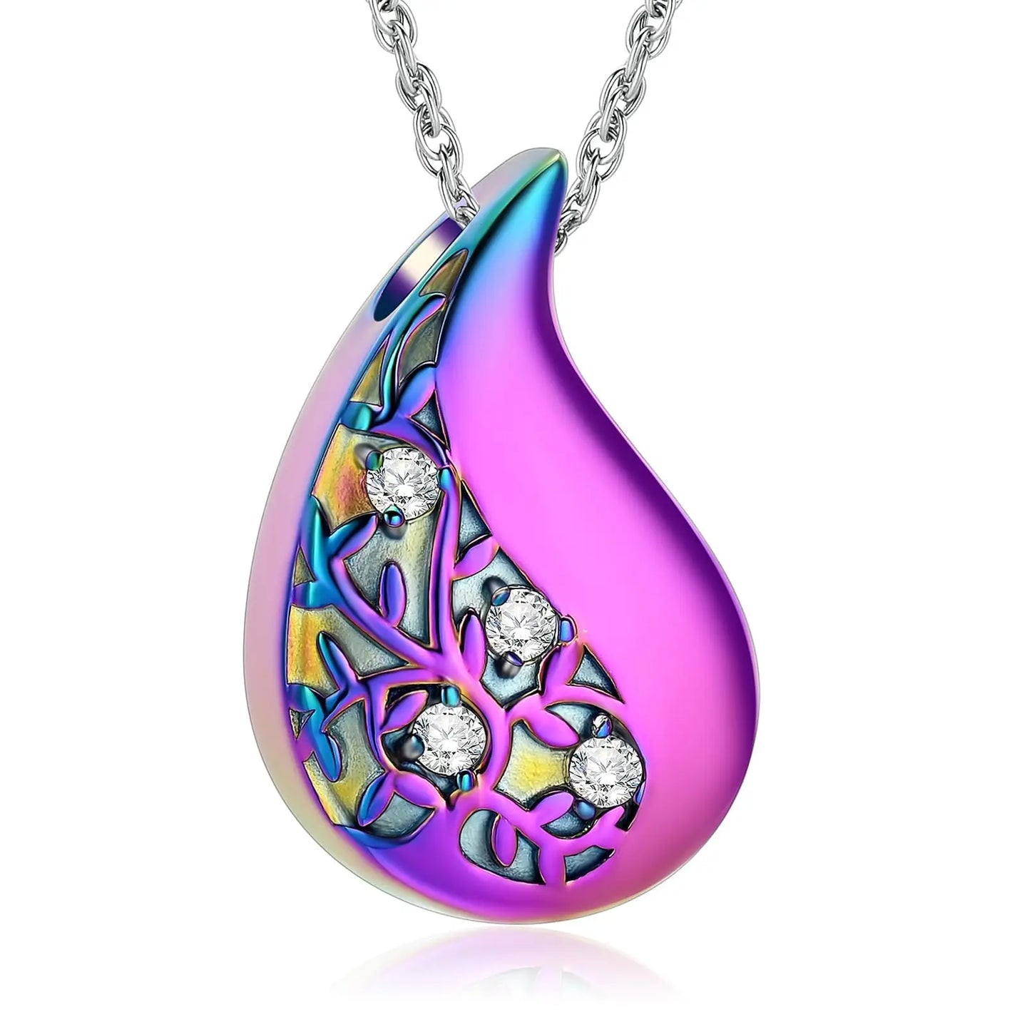 Ashes Keepsake Tree of Life Teardrop Urn Necklace Cremation Jewelry