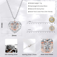 Sterling Silver Rose Butterfly Ashes Locket Urn Necklace