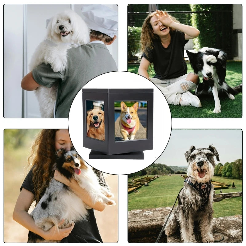 Black Wood Pet Urn For Dogs And Cats With Photo Frame