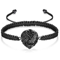 Ashes Keepsake Lion Head Cremation Urn Bracelet for Ashes Braided Rope Men's Cremation Jewelry