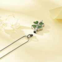 Green Clover Leaf Urn Necklace With Zirconia