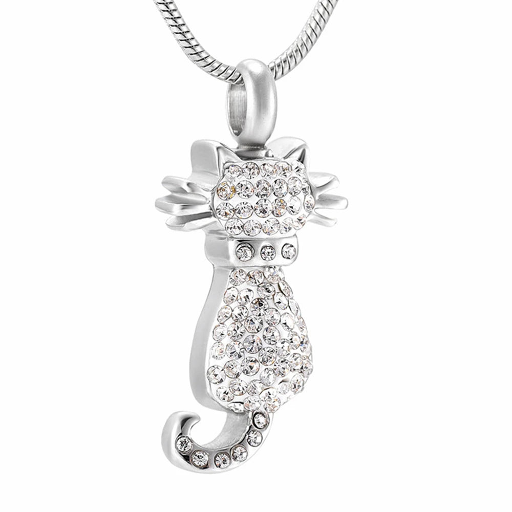 Cremation Necklace For Cat Ashes Stainless Steel