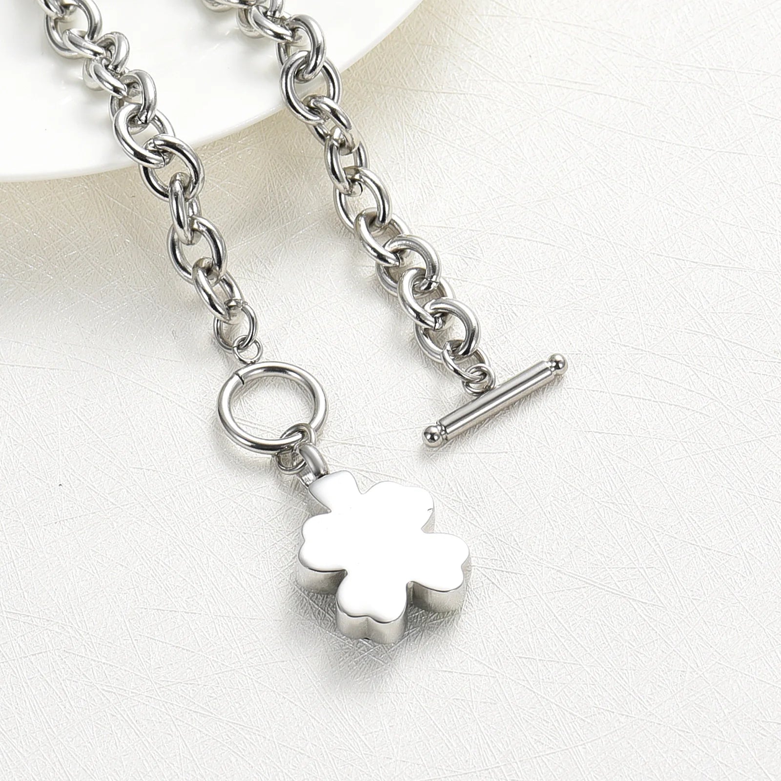 Urn Bracelet For Ashes Green Clover Leaf