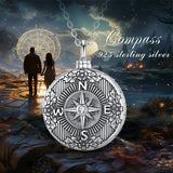 Sterling Silver Compass Ashes Urn Pendant
