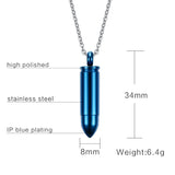 Bullet Urn Necklace Stainless Steel