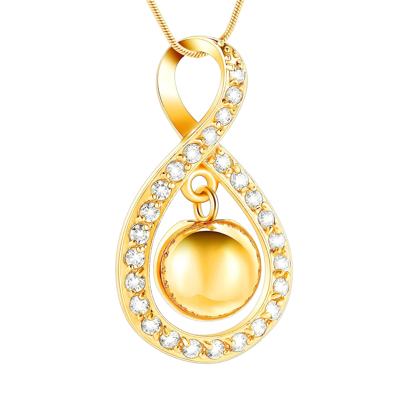 Ashes Keepsake Infinite Ring Shape Urn Pendant With Hanging Ball Cremation Jewelry