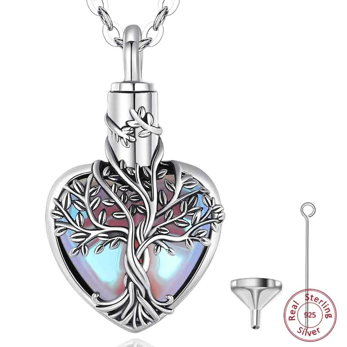 925 Sterling Silver Moonstone Tree of Life Ashes Urn Pendant