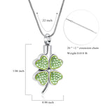 Green Clover Leaf Urn Necklace With Zirconia