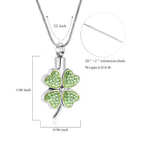 Green Clover Leaf Urn Necklace With Zirconia