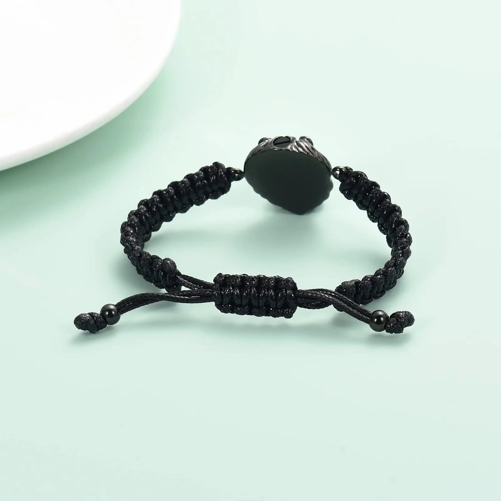 Ashes Keepsake Lion Head Cremation Urn Bracelet for Ashes Braided Rope Men's Cremation Jewelry