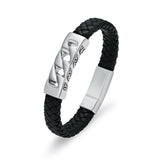Ashes Keepsake Leather Cuban Link Bracelet for Ashes, Men's Stainless Cremation Jewelry
