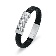 Ashes Keepsake Leather Cuban Link Bracelet for Ashes, Men's Stainless Cremation Jewelry