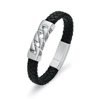 Ashes Keepsake Leather Cuban Link Bracelet for Ashes, Men's Stainless Cremation Jewelry