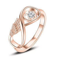 Heart And Wing Crystal Urn Ring Stainless Steel