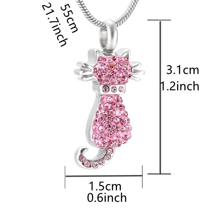 Cremation Necklace For Cat Ashes Stainless Steel