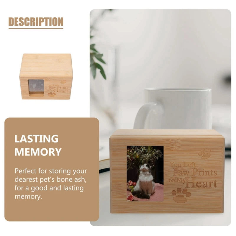 Wooden Pet Urn With Photo Frame For Dog & Cat Ashes