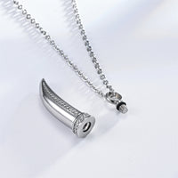 Ashes Keepsake Stainless Steel Wolf Tooth Urn Necklace, Cremation Jewelry For Men / Women