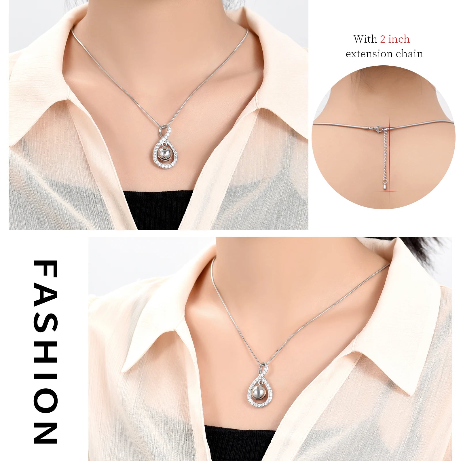 Ashes Keepsake Infinite Ring Shape Urn Pendant With Hanging Ball Cremation Jewelry