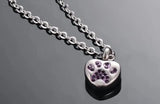 Stainless Steel Rhinestone Pet Urn Necklace Paw Print