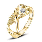 Heart And Wing Crystal Urn Ring Stainless Steel