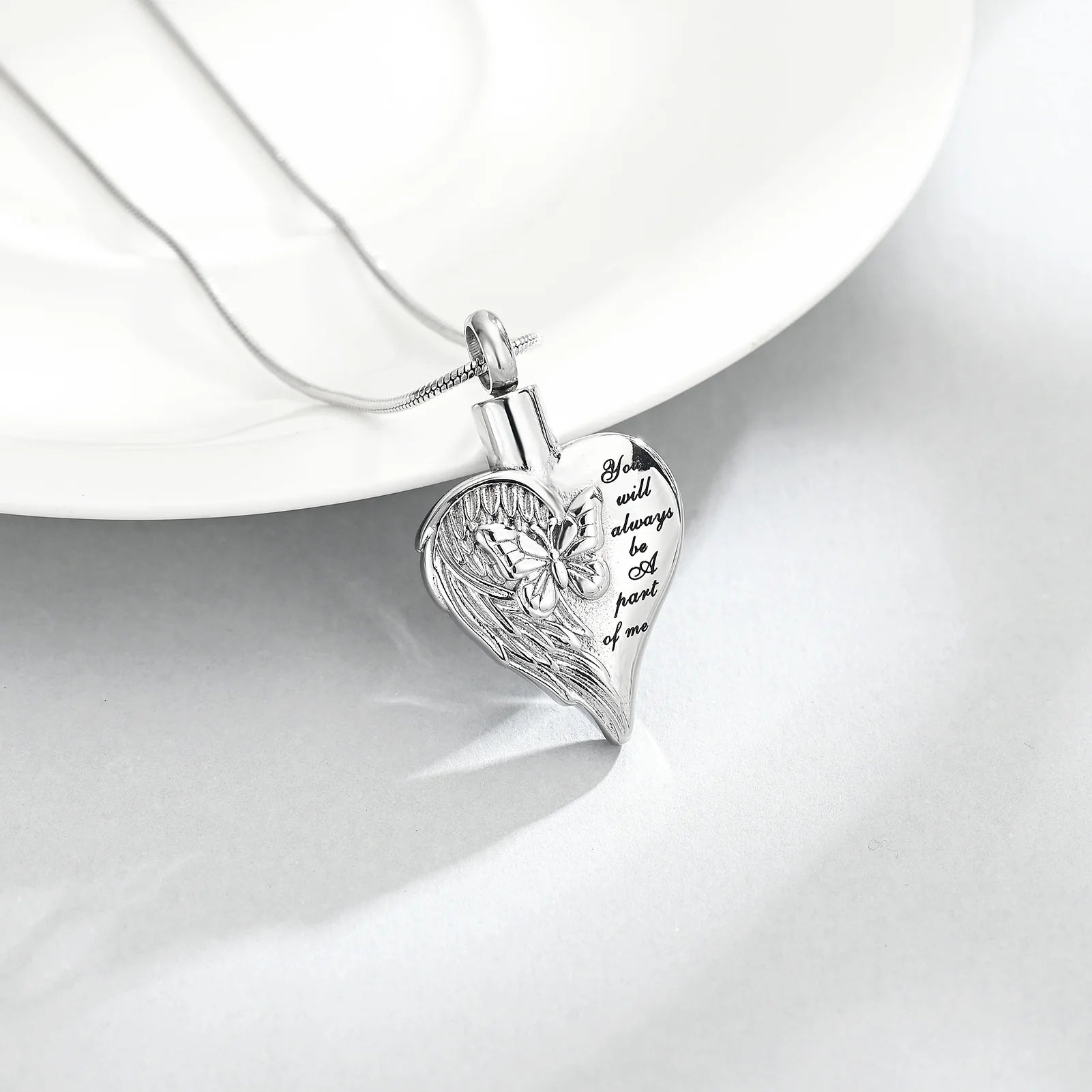 Butterfly Heart Cremation Jewelry for Ashes