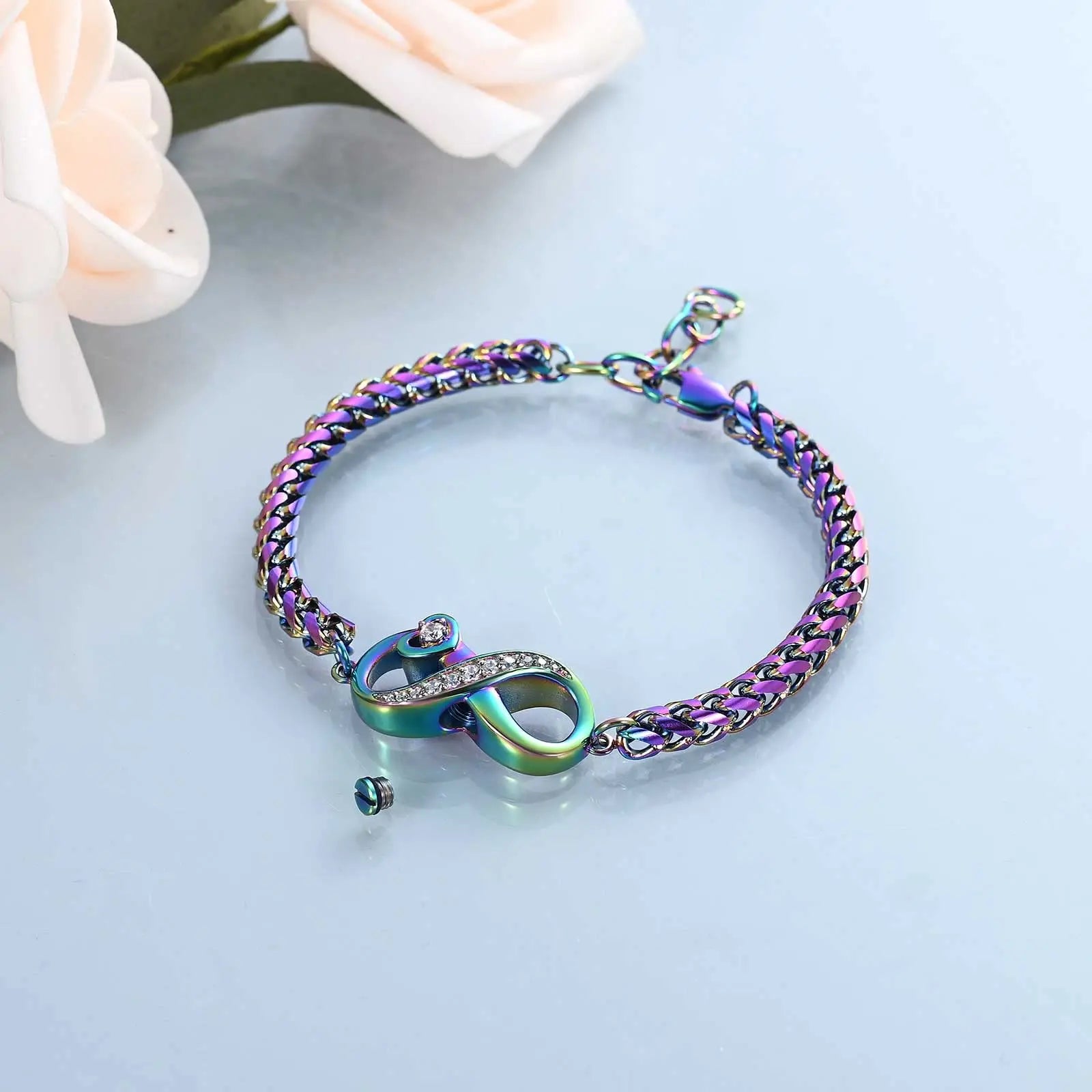 Ashes Keepsake Infinity Charm Urn Bracelet Cremation Jewelry Stainless Steel