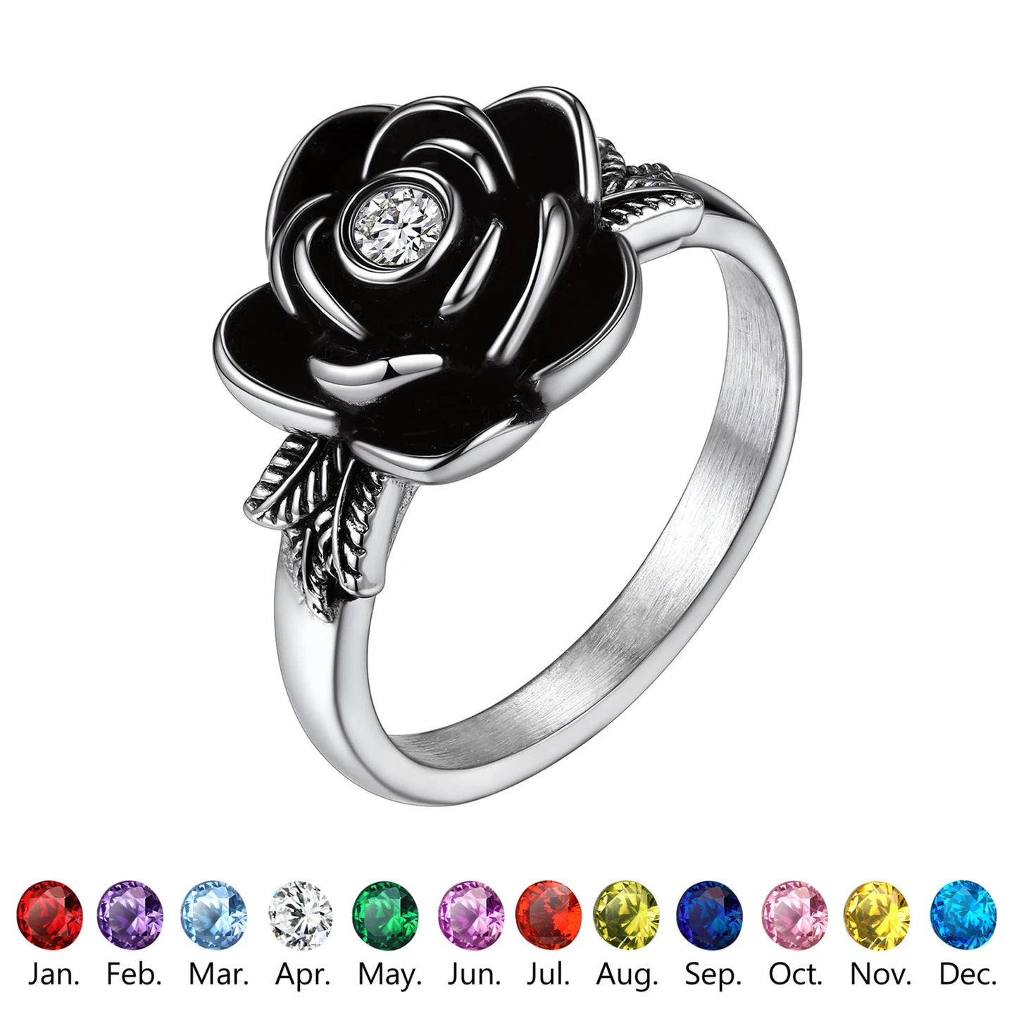 Ashes Keepsake Birthstone Rose Urn Ring for Ashes Cremation Jewelry