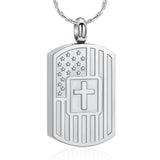 Ashes Keepsake American Flag Urn Necklace Stainless Steel Cremation Jewelry