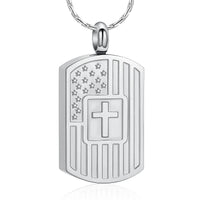 Ashes Keepsake American Flag Urn Necklace Stainless Steel Cremation Jewelry