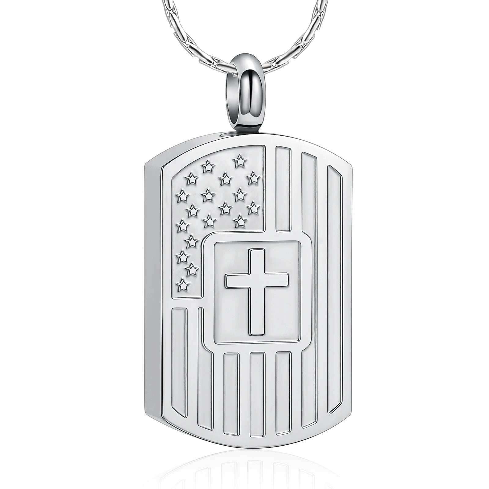 Ashes Keepsake American Flag Urn Necklace Stainless Steel Cremation Jewelry