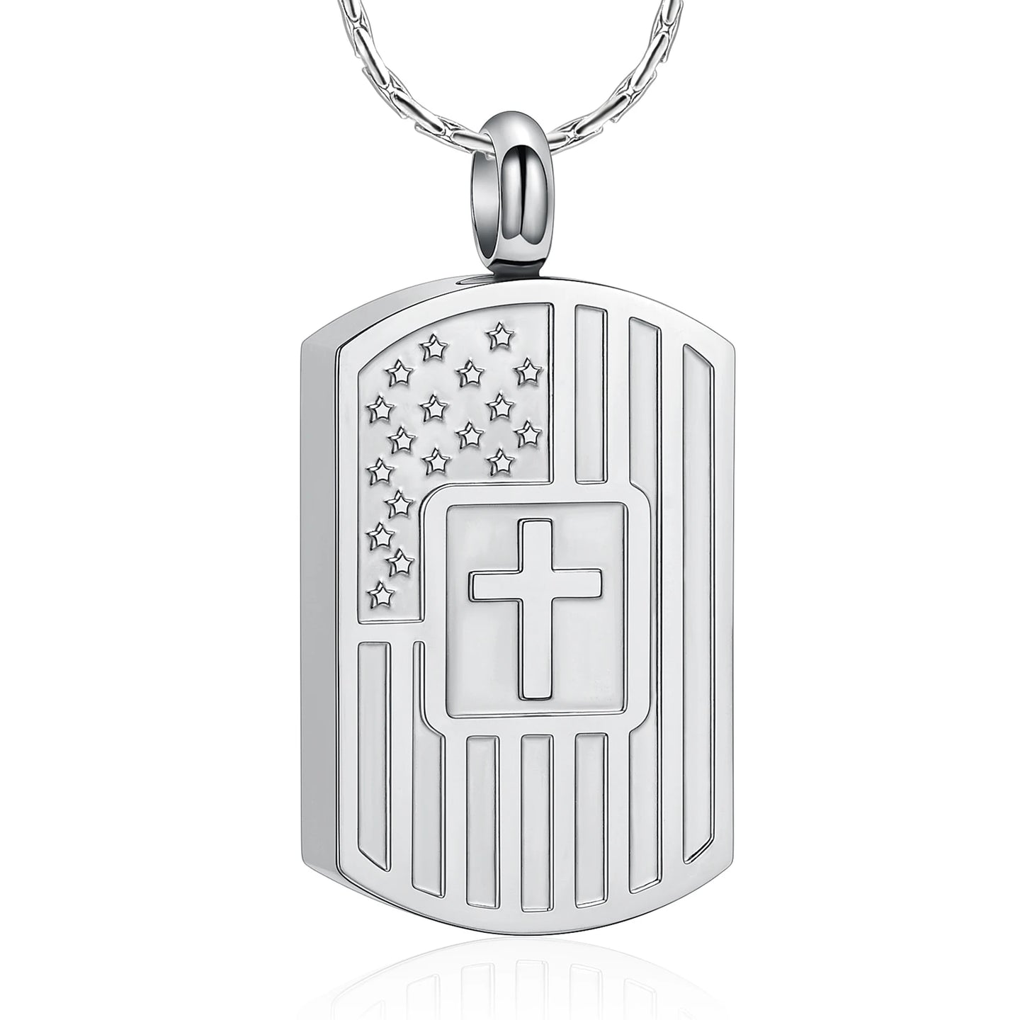 Ashes Keepsake American Flag Urn Necklace Stainless Steel Cremation Jewelry