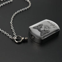 Ashes Keepsake  Square Pet Portrait Pet Urn Necklace For Dog And Cat Ashes