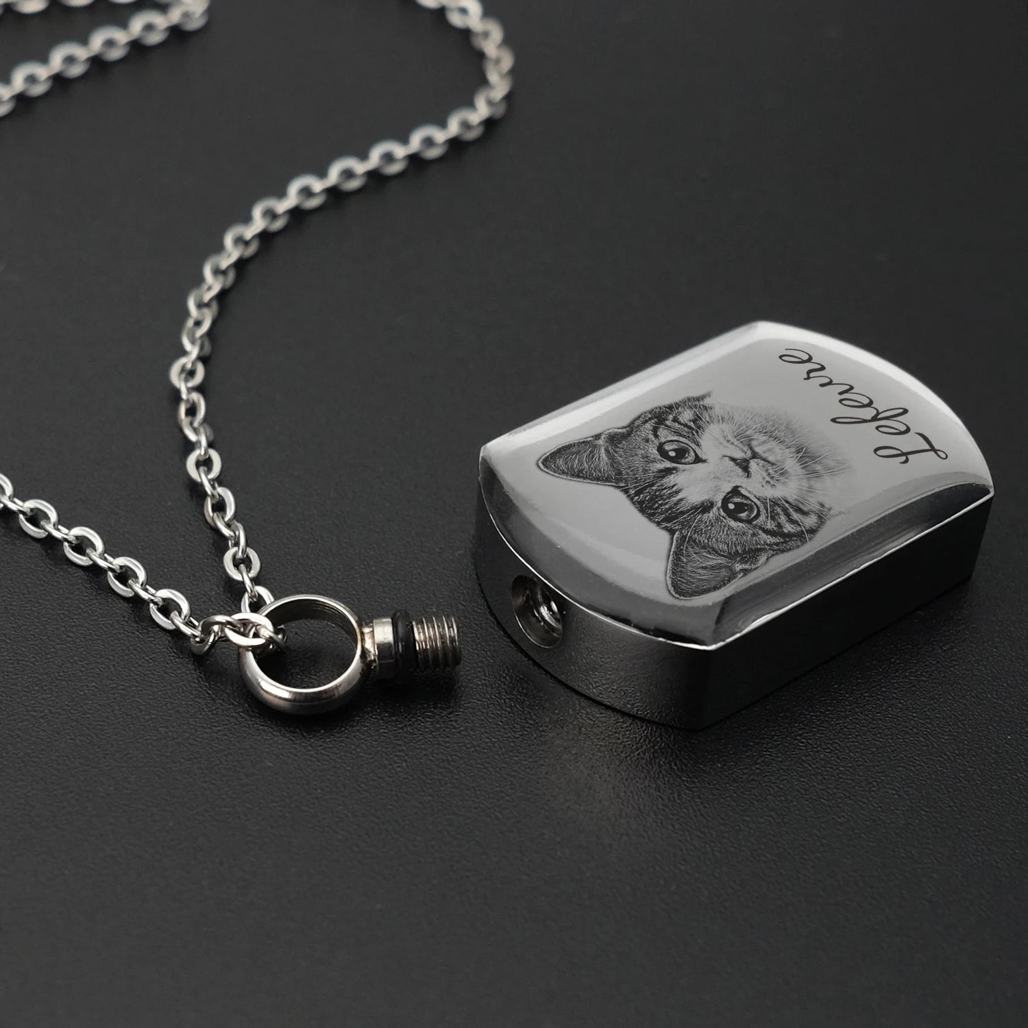Ashes Keepsake  Square Pet Portrait Pet Urn Necklace For Dog And Cat Ashes