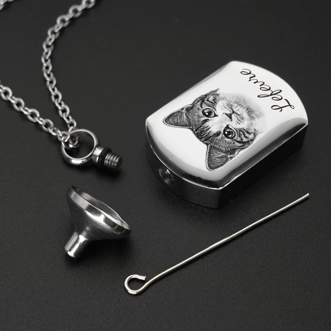 Ashes Keepsake  Square Pet Portrait Pet Urn Necklace For Dog And Cat Ashes