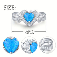 Ashes Keepsake Sterling Silver Opal Heart Urn Ring for Ashes