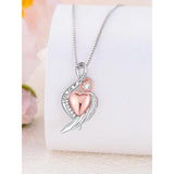 Ashes Keepsake 925 Sterling Silver Heart With Wings Urn Necklace For Ashes / Women's Cremation Jewelry