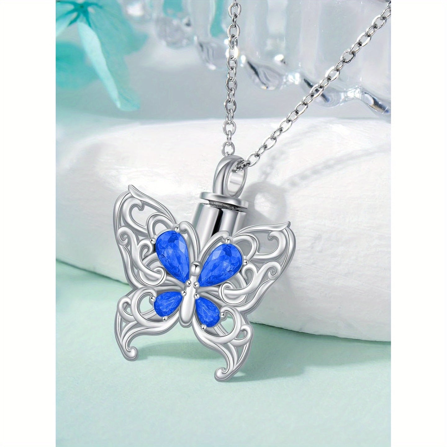 Ashes Keepsake 925 Silver Butterfly Urn Necklace, Cremation Jewelry For Ashes