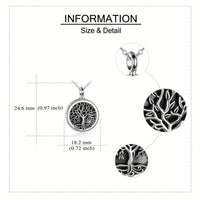 Ashes Keepsake 925 Sterling Silver Tree of Life Cremation Urn Necklace With Picture Holder