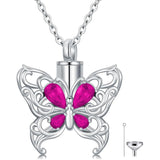 Ashes Keepsake 925 Silver Butterfly Urn Necklace, Cremation Jewelry For Ashes