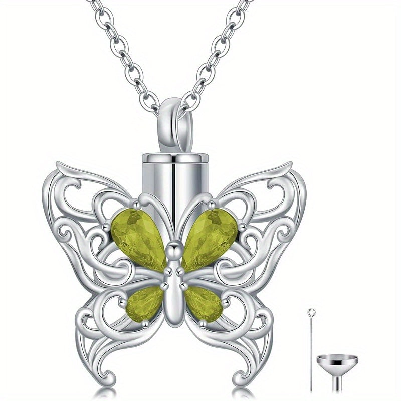 Ashes Keepsake 925 Silver Butterfly Urn Necklace, Cremation Jewelry For Ashes